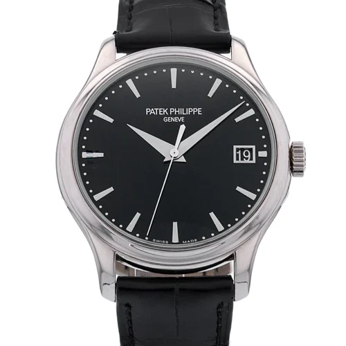 Calatrava 5227 SS 3KF 1:1 Best Edition Black Dial on Black Leather Strap A324 Super Clone V2
